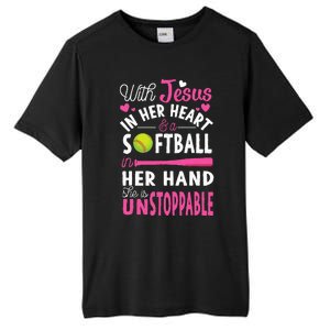 Jesus In Her Heart Softball Hand Funny Pitcher Tall Fusion ChromaSoft Performance T-Shirt