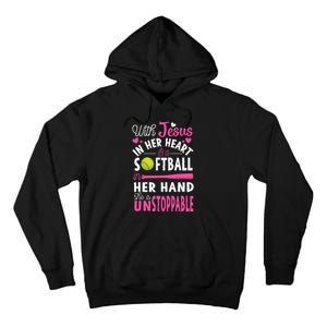 Jesus In Her Heart Softball Hand Funny Pitcher Tall Hoodie