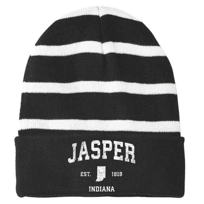 Jasper Indiana In Vintage Sports Striped Beanie with Solid Band