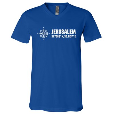 Jerusalem Israel Israel Flag Jerusalems V-Neck T-Shirt