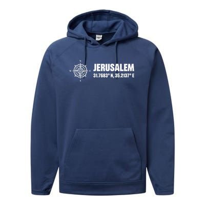 Jerusalem Israel Israel Flag Jerusalems Performance Fleece Hoodie