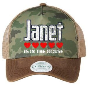 Janet Is In The House Retro Hearts First Name Love Janet Legacy Tie Dye Trucker Hat