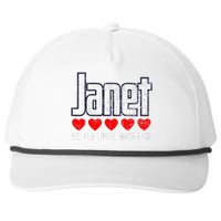 Janet Is In The House Retro Hearts First Name Love Janet Snapback Five-Panel Rope Hat