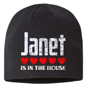 Janet Is In The House Retro Hearts First Name Love Janet Sustainable Beanie