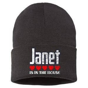 Janet Is In The House Retro Hearts First Name Love Janet Sustainable Knit Beanie