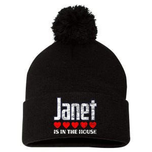 Janet Is In The House Retro Hearts First Name Love Janet Pom Pom 12in Knit Beanie