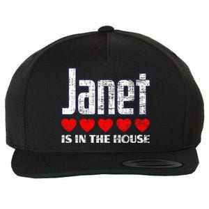 Janet Is In The House Retro Hearts First Name Love Janet Wool Snapback Cap