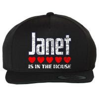 Janet Is In The House Retro Hearts First Name Love Janet Wool Snapback Cap