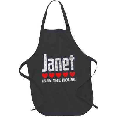 Janet Is In The House Retro Hearts First Name Love Janet Full-Length Apron With Pockets
