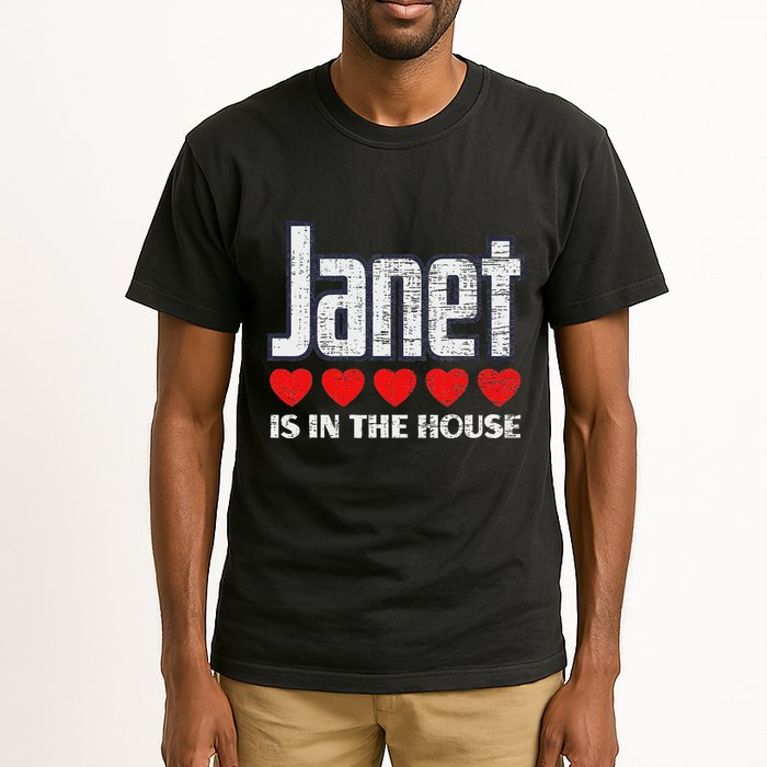 Janet Is In The House Retro Hearts First Name Love Janet Tall T-Shirt