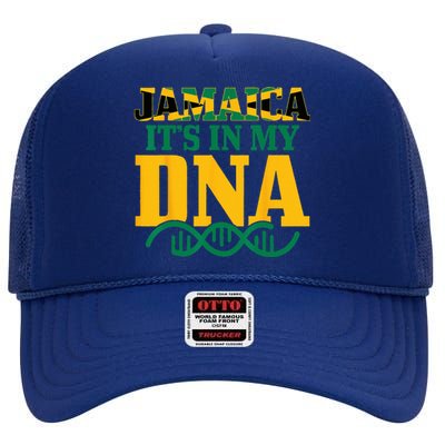 Jamaica Its In My DNA Jamaican Flag Pride High Crown Mesh Back Trucker Hat