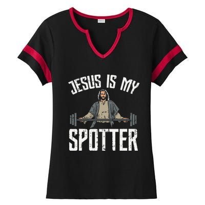 Jesus I Jesus Is My Spotter Ladies Halftime Notch Neck Tee