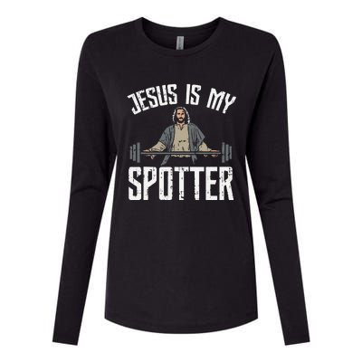 Jesus I Jesus Is My Spotter Womens Cotton Relaxed Long Sleeve T-Shirt