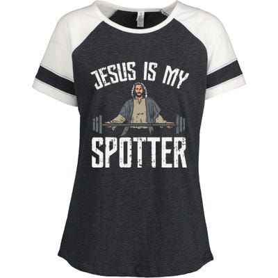 Jesus I Jesus Is My Spotter Enza Ladies Jersey Colorblock Tee