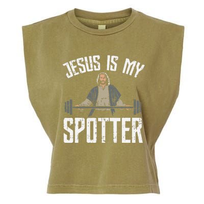 Jesus I Jesus Is My Spotter Garment-Dyed Women's Muscle Tee