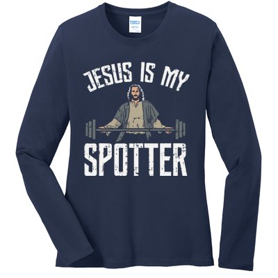 Jesus I Jesus Is My Spotter Ladies Long Sleeve Shirt