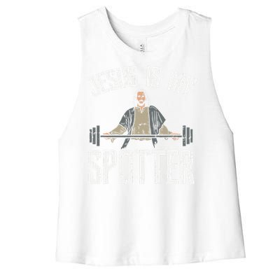 Jesus I Jesus Is My Spotter Women's Racerback Cropped Tank