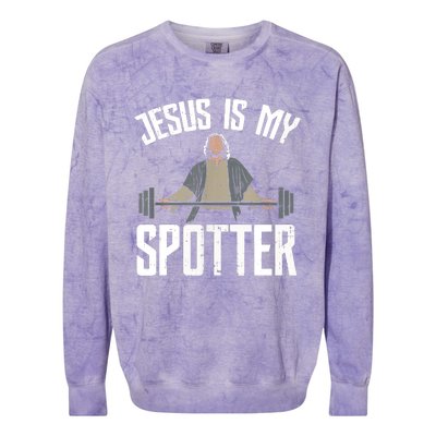 Jesus I Jesus Is My Spotter Colorblast Crewneck Sweatshirt