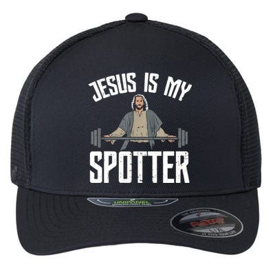 Jesus I Jesus Is My Spotter Flexfit Unipanel Trucker Cap