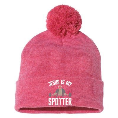 Jesus I Jesus Is My Spotter Pom Pom 12in Knit Beanie