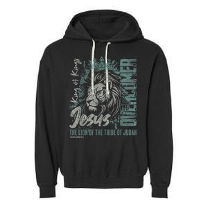 Jesus Is King Lion Of Judah Bible Faith Graphic Christian Garment-Dyed Fleece Hoodie