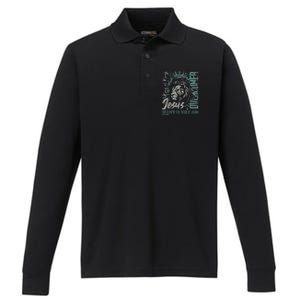 Jesus Is King Lion Of Judah Bible Faith Graphic Christian Performance Long Sleeve Polo