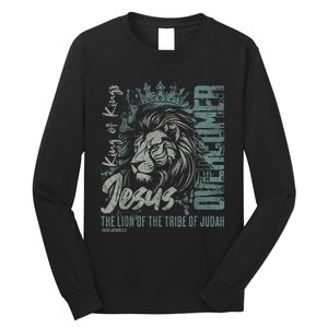 Jesus Is King Lion Of Judah Bible Faith Graphic Christian Long Sleeve Shirt