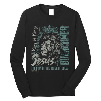 Jesus Is King Lion Of Judah Bible Faith Graphic Christian Long Sleeve Shirt