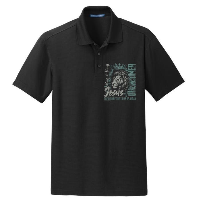 Jesus Is King Lion Of Judah Bible Faith Graphic Christian Dry Zone Grid Polo