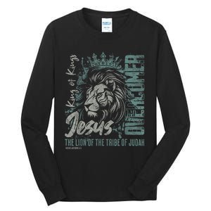 Jesus Is King Lion Of Judah Bible Faith Graphic Christian Tall Long Sleeve T-Shirt