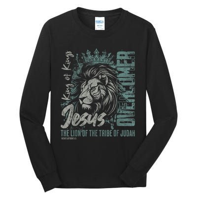 Jesus Is King Lion Of Judah Bible Faith Graphic Christian Tall Long Sleeve T-Shirt