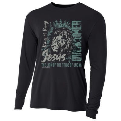 Jesus Is King Lion Of Judah Bible Faith Graphic Christian Cooling Performance Long Sleeve Crew