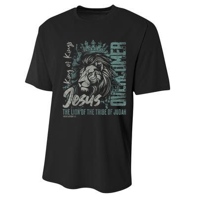 Jesus Is King Lion Of Judah Bible Faith Graphic Christian Performance Sprint T-Shirt