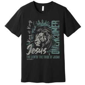 Jesus Is King Lion Of Judah Bible Faith Graphic Christian Premium T-Shirt