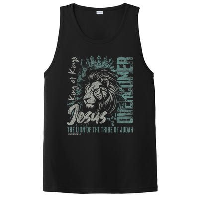 Jesus Is King Lion Of Judah Bible Faith Graphic Christian PosiCharge Competitor Tank