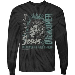 Jesus Is King Lion Of Judah Bible Faith Graphic Christian Tie-Dye Long Sleeve Shirt