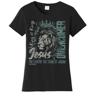 Jesus Is King Lion Of Judah Bible Faith Graphic Christian Women's T-Shirt