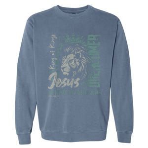 Jesus Is King Lion Of Judah Bible Faith Graphic Christian Garment-Dyed Sweatshirt