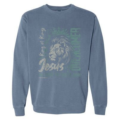 Jesus Is King Lion Of Judah Bible Faith Graphic Christian Garment-Dyed Sweatshirt