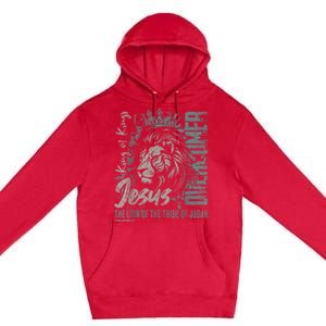 Jesus Is King Lion Of Judah Bible Faith Graphic Christian Premium Pullover Hoodie