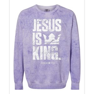 Jesus Is King Christian Bible Scripture Quote Colorblast Crewneck Sweatshirt