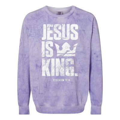 Jesus Is King Christian Bible Scripture Quote Colorblast Crewneck Sweatshirt