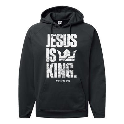 Jesus Is King Christian Bible Scripture Quote Performance Fleece Hoodie