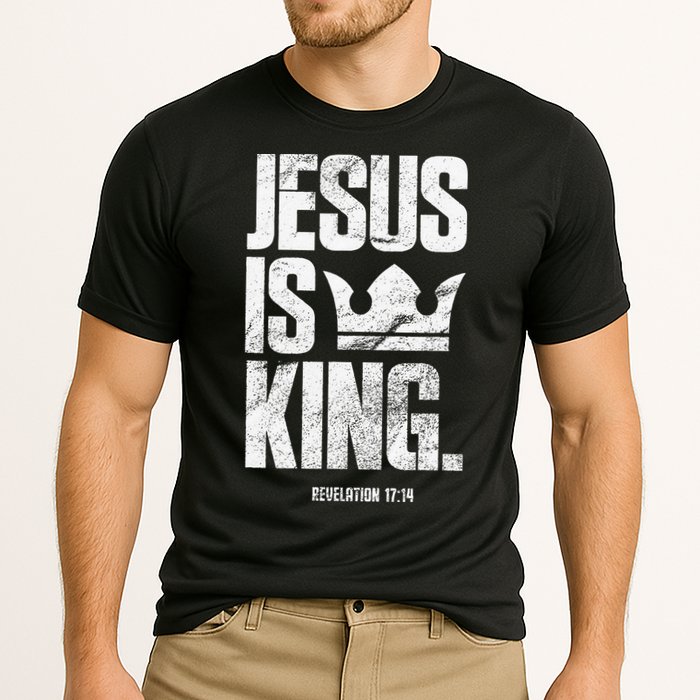 Jesus Is King Christian Bible Scripture Quote Cooling Performance Crew T-Shirt