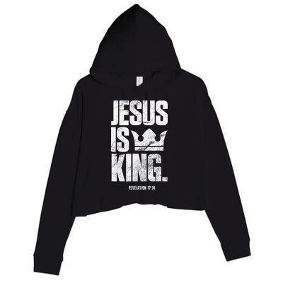 Jesus Is King Christian Bible Scripture Quote Crop Fleece Hoodie