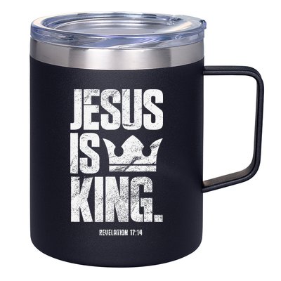 Jesus Is King Christian Bible Scripture Quote 12oz Stainless Steel Coffee Mug