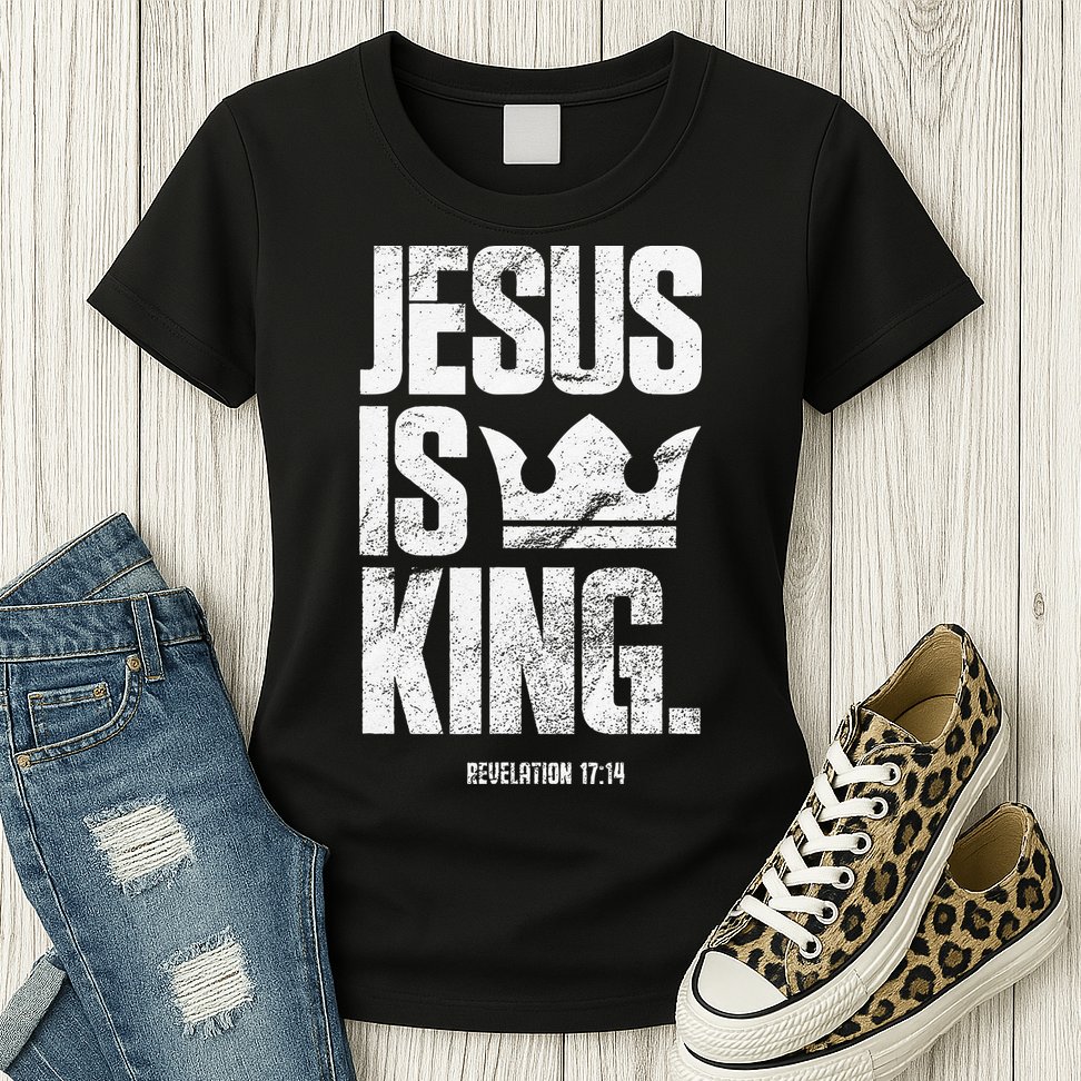 Jesus Is King Christian Bible Scripture Quote Womens T-Shirt