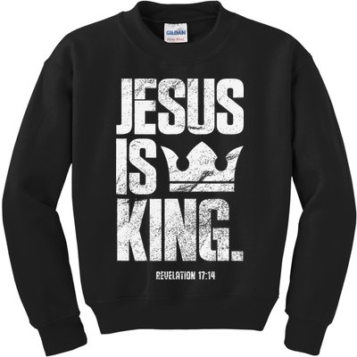 Jesus Is King Christian Bible Scripture Quote Kids Sweatshirt