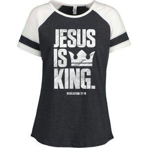 Jesus Is King Christian Bible Scripture Quote Gift Enza Ladies Jersey Colorblock Tee