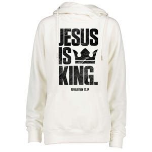 Jesus Is King Christian Bible Scripture Quote Gift Womens Funnel Neck Pullover Hood